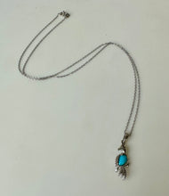 Load image into Gallery viewer, Sterling Sleeping Beauty Turquoise Bird Pendant on 19&quot; Chain
