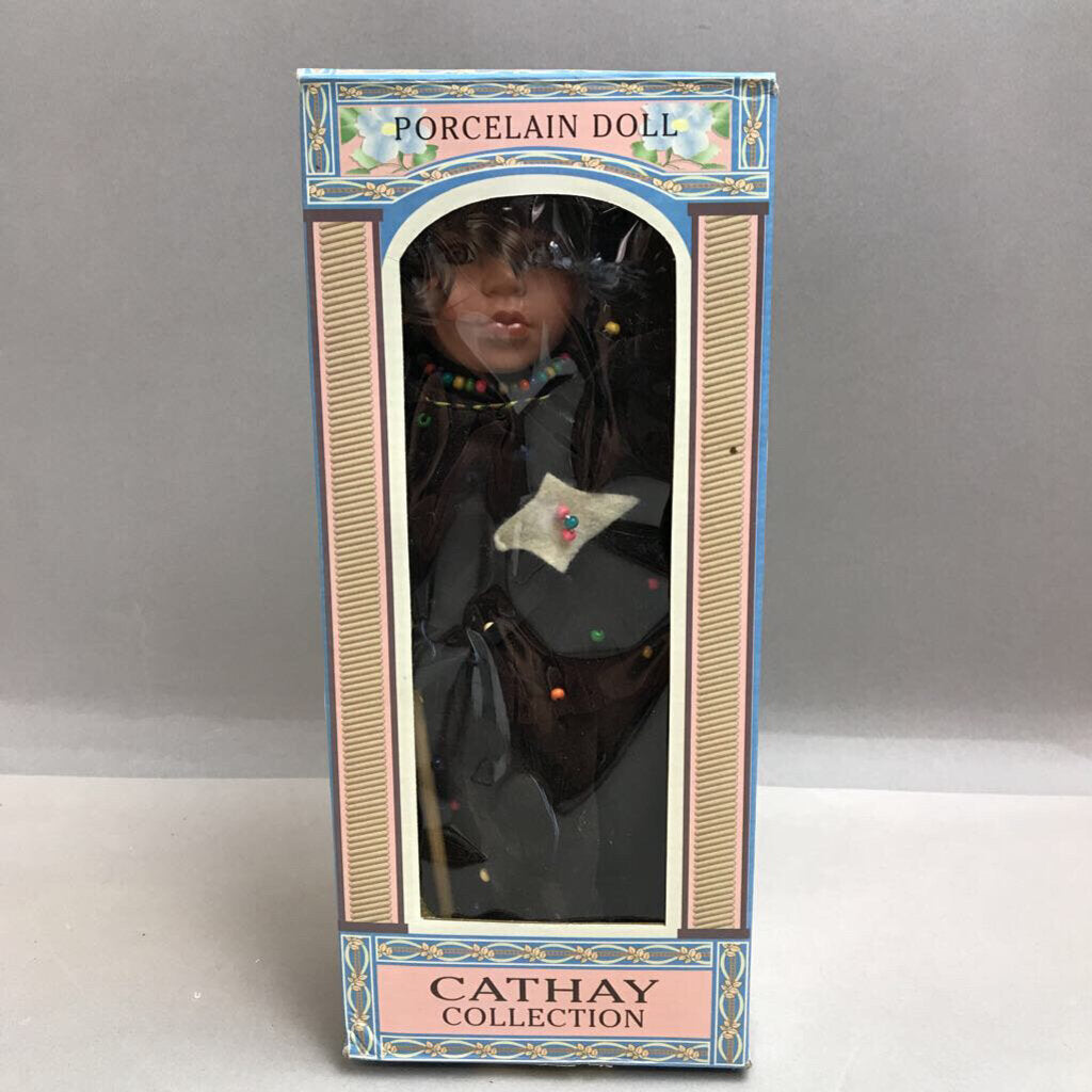 Cathay Collection Native American Porcelain Doll (~10x4.5x2.5)