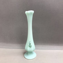 Load image into Gallery viewer, Fenton Blue Satin Swung Glass Vase - Hand Painted by Kim L (~8.75&quot;)
