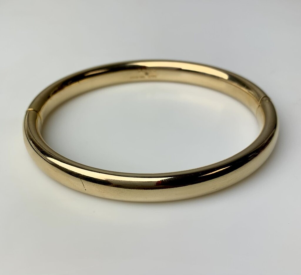 14K Gold Resin Core Hinged Magnetic Closure Bangle Bracelet 7.5