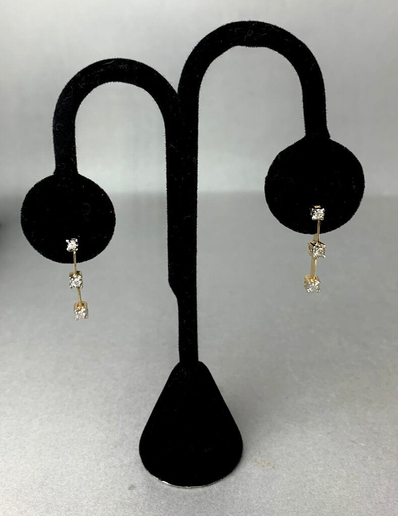 10K Gold White Topaz Drop Earrings (2.0g)