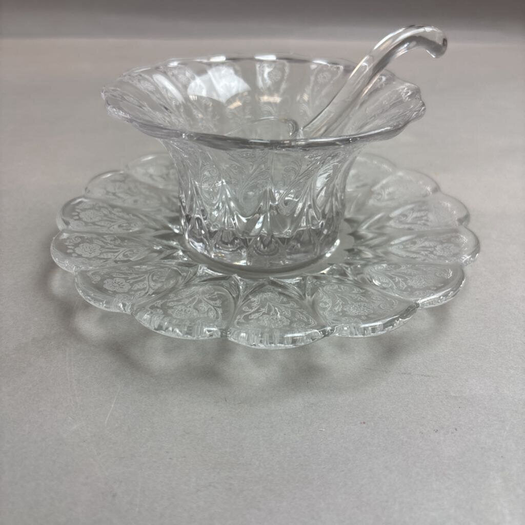 3pc Set Cambridge Rose Point Mayonnaise Serving Bowl/Underplate/Ladle 3900/129 (7x4)