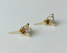 Load image into Gallery viewer, 14K Gold Triangle Cut Cubic Zirconia Stud Earrings (0.9g)
