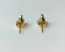 Load image into Gallery viewer, 14K Gold Triangle Cut Cubic Zirconia Stud Earrings (0.9g)
