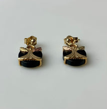 Load image into Gallery viewer, 10K Black Hills Gold Onyx Angel Dangle Stud Earrings (1.7g)
