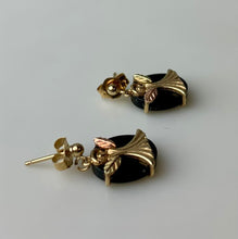 Load image into Gallery viewer, 10K Black Hills Gold Onyx Angel Dangle Stud Earrings (1.7g)
