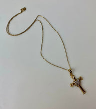 Load image into Gallery viewer, 14K Gold Two-Tone 1.25&quot; Cross Pendant on 16&quot; Chain (2.2g)
