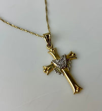 Load image into Gallery viewer, 14K Gold Two-Tone 1.25&quot; Cross Pendant on 16&quot; Chain (2.2g)
