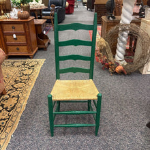 Load image into Gallery viewer, Green Ladder Back Wicker Seat Chair (42x18x15)
