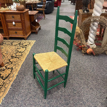 Load image into Gallery viewer, Green Ladder Back Wicker Seat Chair (42x18x15)
