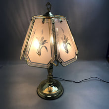 Load image into Gallery viewer, Brass Touch Glass 6 Panel Lamp Floral Design (23&quot;)(As Is)
