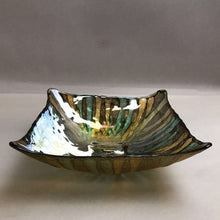 Load image into Gallery viewer, Gold, Green &amp; Brown Art Glass Square Bowl (2x8x8)
