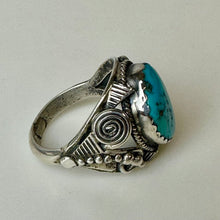 Load image into Gallery viewer, Vintage Navajo Sterling Kingman Turquoise Ring Signed sz 12.5
