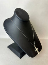 Load image into Gallery viewer, Vintage Sterling Cubic Zirconia 1.75&quot; Cross Pendant on 19&quot; Chain As-Is
