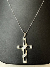 Load image into Gallery viewer, Vintage Sterling Cubic Zirconia 1.75&quot; Cross Pendant on 19&quot; Chain As-Is

