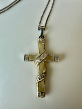Load image into Gallery viewer, Vintage Sterling Cubic Zirconia 1.75" Cross Pendant on 19" Chain As-Is
