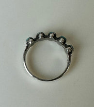 Load image into Gallery viewer, Vintage Sterling Turquoise 5-Stone Petit Point Ring Signed sz 6

