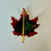 Load image into Gallery viewer, Vintage Albert Weiss Enamel Maple Leaf Brooch Pin on Original Card (2.25")
