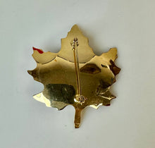 Load image into Gallery viewer, Vintage Albert Weiss Enamel Maple Leaf Brooch Pin on Original Card (2.25")

