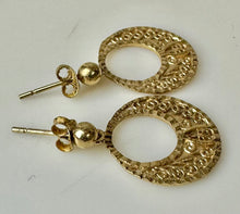 Load image into Gallery viewer, Vintage Sterling Gold Vermeil Filigree Circle Drop Earrings (1&quot;)

