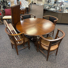 Load image into Gallery viewer, Mahogany Table (28x50) w/2 18&quot; Leaves and 4 Barrel Chair Rattan Seat (30x25x20)
