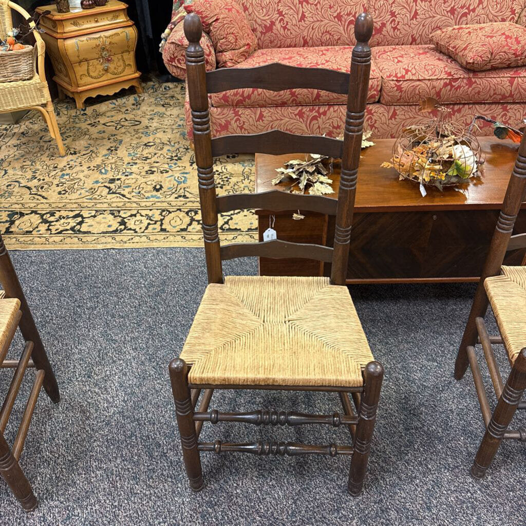 Walnut Ladder Back Rattan Seat Chair (42x18x16)