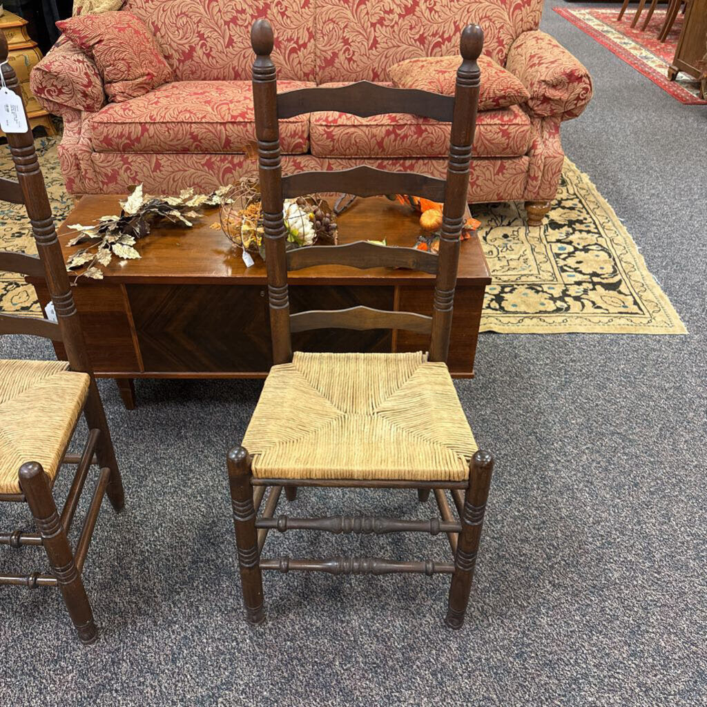 Walnut Ladder Back Rattan Seat Chair (42x18x16)