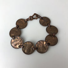 Load image into Gallery viewer, Vintage 1960s 1970s Lucky Penny Link Bracelet (7.5&quot;)

