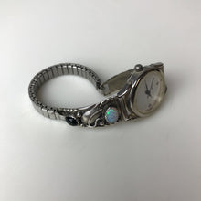 Load image into Gallery viewer, Vintage Watch w/ Native American Sterling Onyx Opal Watch Tips Signed RB (Running, New Battery)
