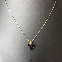 Load image into Gallery viewer, Vintage Gold Filled Amethyst Crystal Heart Necklace (20")

