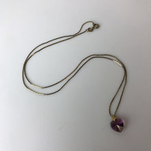 Load image into Gallery viewer, Vintage Gold Filled Amethyst Crystal Heart Necklace (20&quot;)
