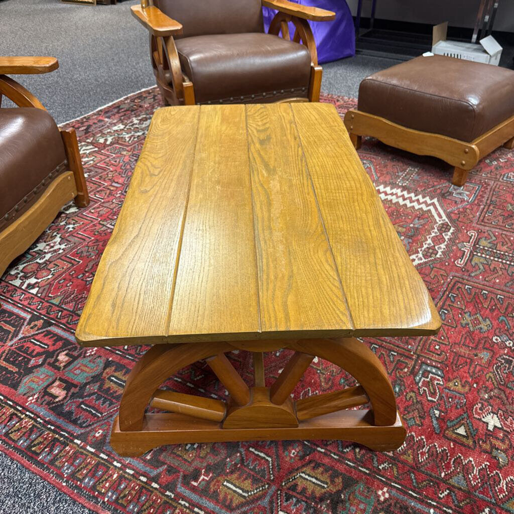 Hard Rock Maple Wagon Wheel Coffee Table (16x40x22)