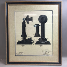 Load image into Gallery viewer, Framed Rotary Telephone Patent Design Drawing Print (29x25)
