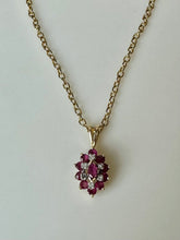 Load image into Gallery viewer, 14K Gold Ruby Diamond Pendant on 18&quot; Gold Plated Chain (3.0g)
