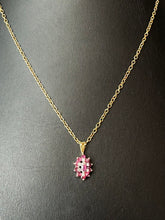 Load image into Gallery viewer, 14K Gold Ruby Diamond Pendant on 18&quot; Gold Plated Chain (3.0g)
