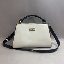 Load image into Gallery viewer, Guess Ivory Combo Pebbled Faux Leather Averi Satchel Purse (8x12.5x5&quot;)

