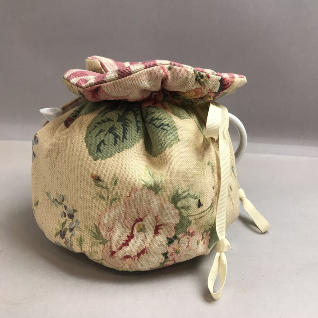 White Porcelain Teapot with Cozy