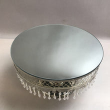 Load image into Gallery viewer, Vintage Ornate 12&quot; Round Silver Plated Crystal Mirror Cake Stand 8&quot; Tall
