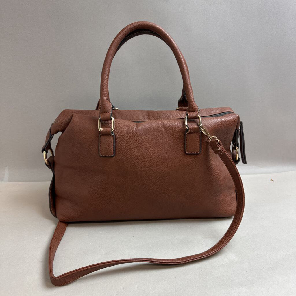 Mix No 6 Brown Faux Leather Handbag Purse w/ Crossbody Strap As-Is (9x16x6