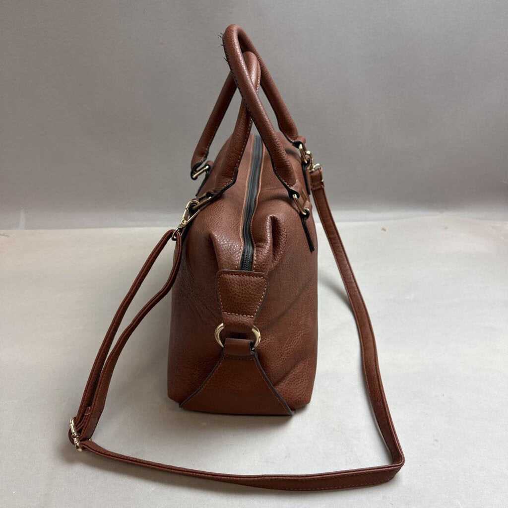 Mix No 6 Brown Faux Leather Handbag Purse w/ Crossbody Strap As-Is