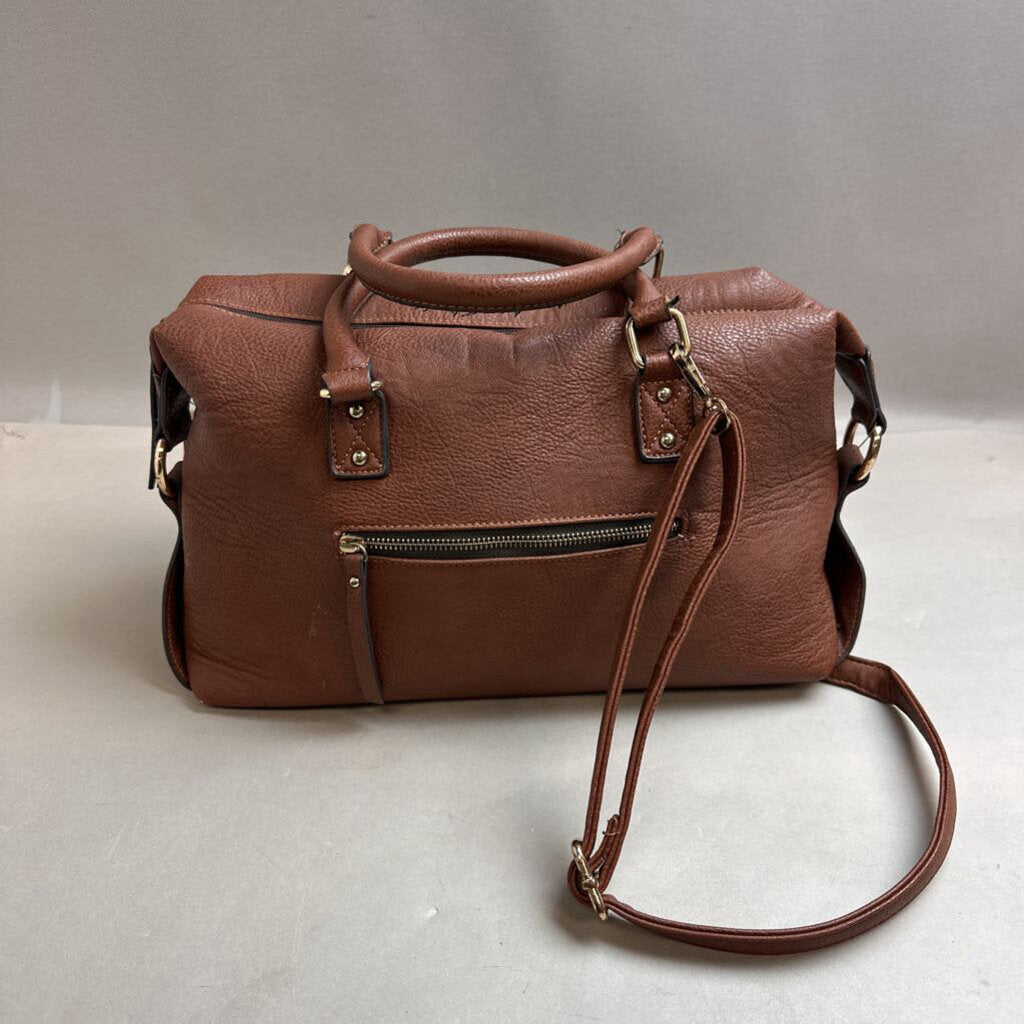 Mix No 6 Brown Faux Leather Handbag Purse w/ Crossbody Strap As-Is