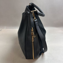 Load image into Gallery viewer, H&amp;M Black Faux Leather &amp; Suede Hobo Bag Purse w/ Crossbody Strap (14x16x4&quot;)
