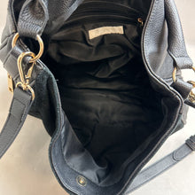 Load image into Gallery viewer, H&amp;M Black Faux Leather &amp; Suede Hobo Bag Purse w/ Crossbody Strap (14x16x4&quot;)
