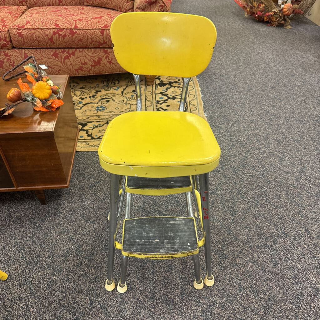 Vintage Yellow Stool (35x15x16)