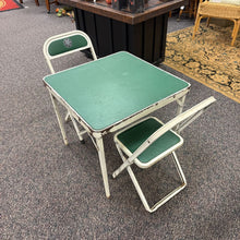 Load image into Gallery viewer, Child&#39;s Metal Folding Table (22x23x23) w/2 Metal Folding Chairs
