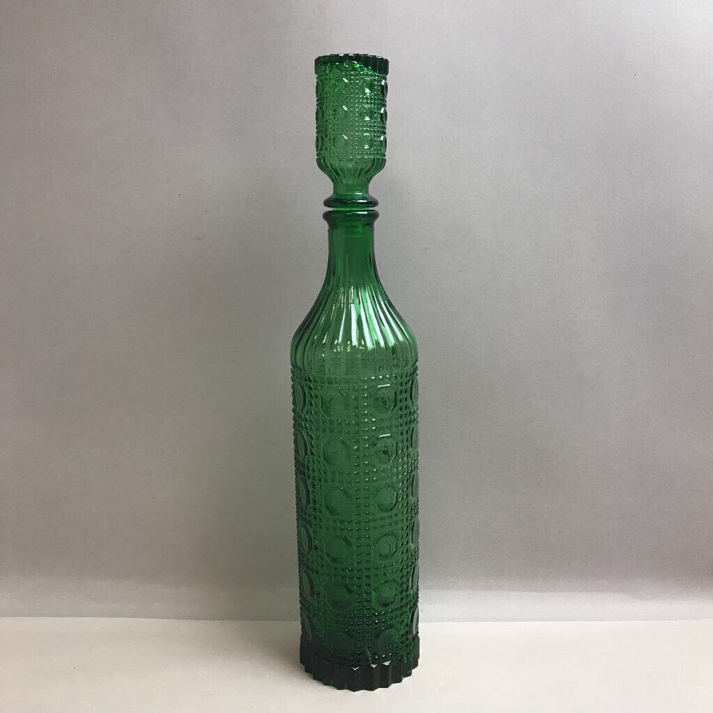 Vintage Green Glass Italian 'Ravioli' Decanter Bottle (17.5
