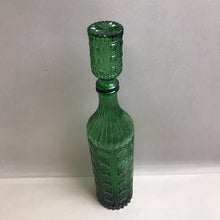 Load image into Gallery viewer, Vintage Green Glass Italian 'Ravioli' Decanter Bottle (17.5")
