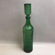 Load image into Gallery viewer, Vintage Green Glass Italian &#39;Ravioli&#39; Decanter Bottle (17.5&quot;)
