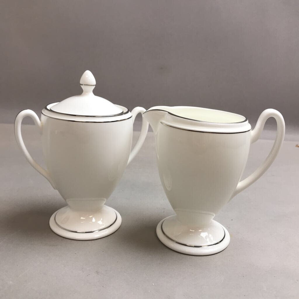 Waterford Kilbarry Platinum Fine China Sugar Bowl And Creamer Set (4