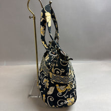 Load image into Gallery viewer, Vera Bradley Black Yellow Bird Floral Print Quilted Shoulder Tote Purse (9x16x5&quot;)
